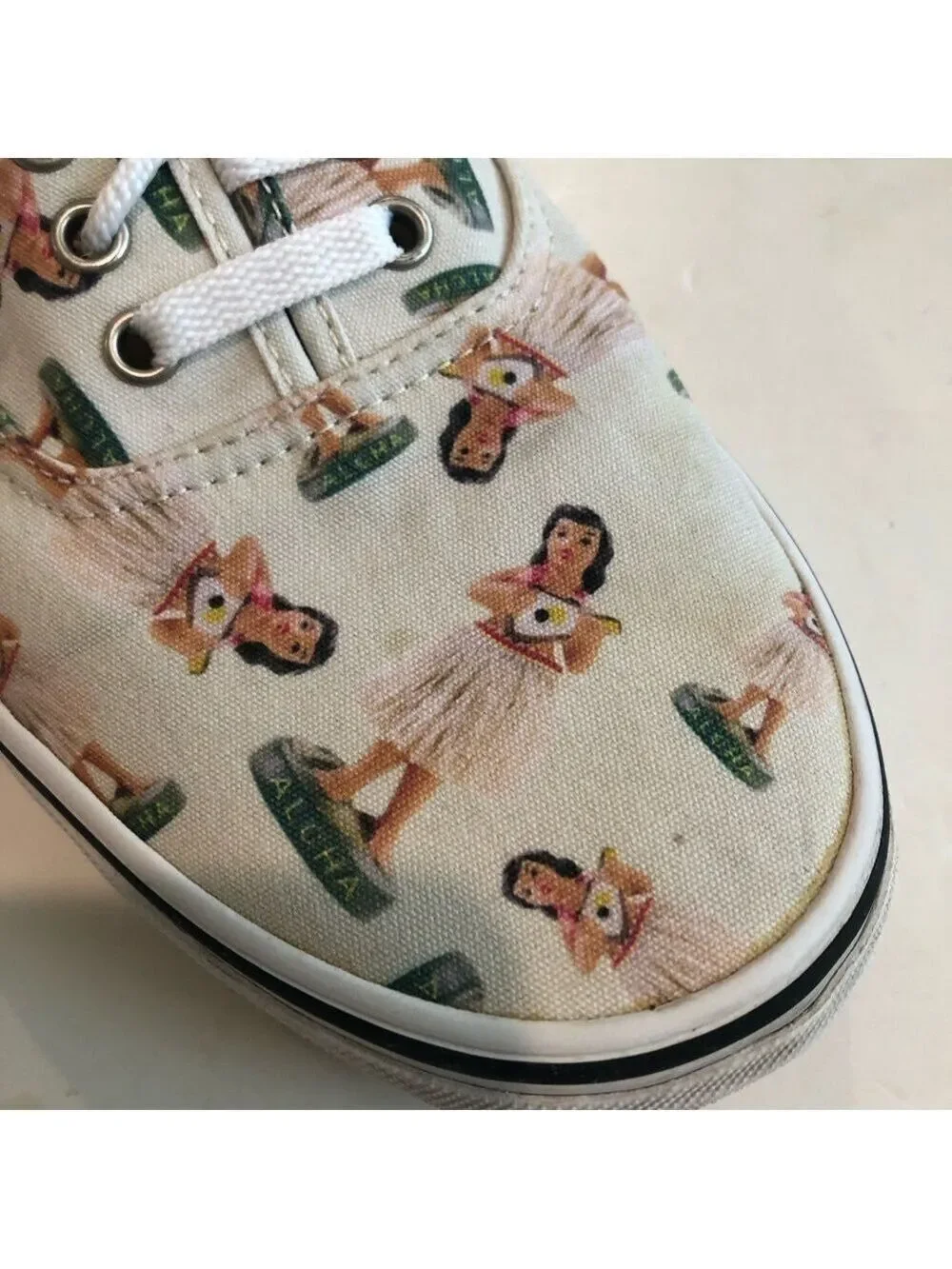 Vans Hula Girl sneakers. Size 13. Off white shoes with dancing hula girls  luau